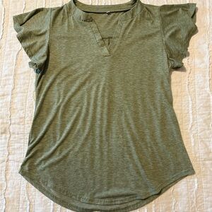 Women's Green Ruffle Sleeve Top
